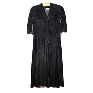 Antique Vintage Martin Velvets Opera 30s Very Soft Rayon Silk Velvet Black Dress